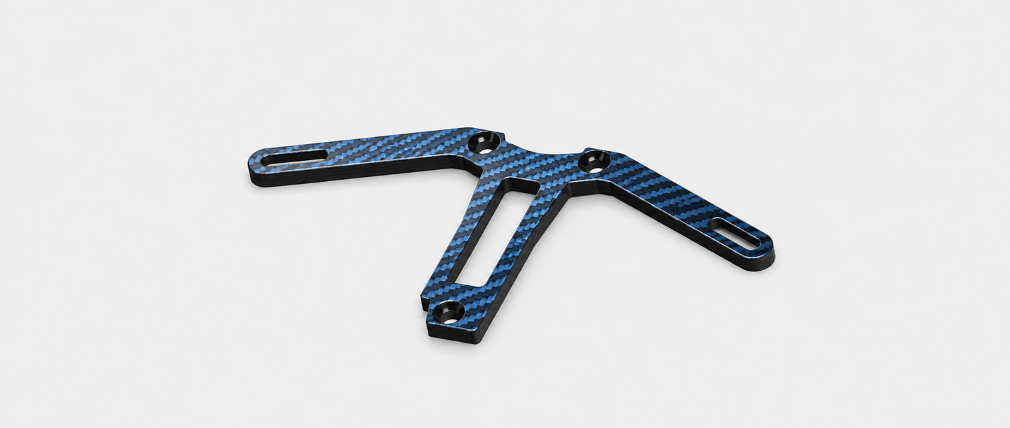 TC28 PRO TEAM REAR CENTER TOP DECK /  BODY MOUNT BRACE / BLUE 3KTWIL CARBON