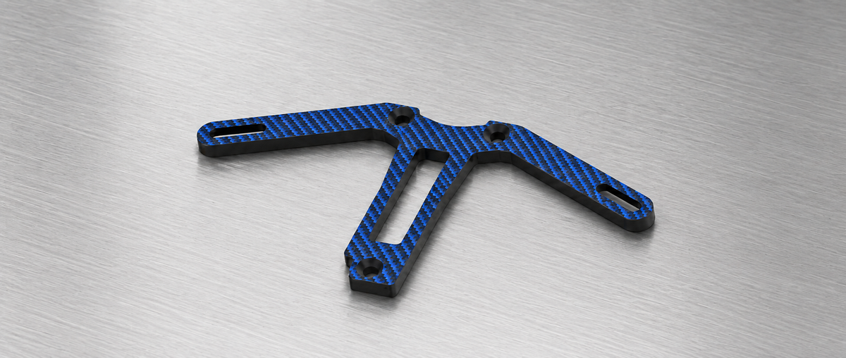 TC28 PRO TEAM REAR CENTER TOP DECK /  BODY MOUNT BRACE / BLUE 3K TWILL CARBON