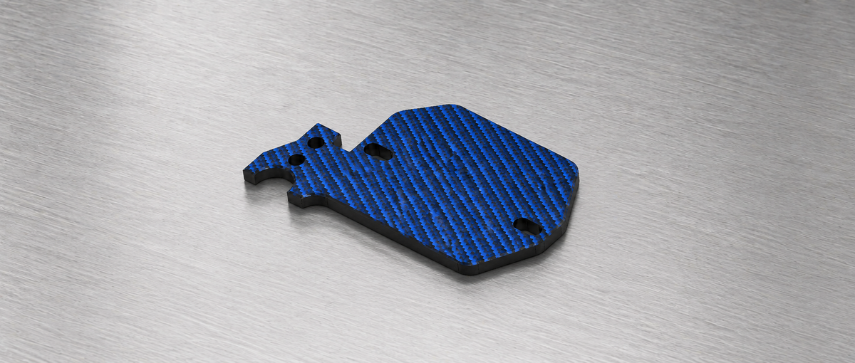 TC28 SERVO RECEIVER MOUNT PLATE  / BLUE 3K TWILL CARBON